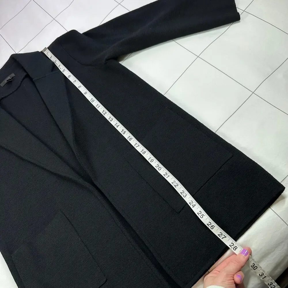 J.Crew Sweater Blazer Womens Small Black Sophie Open Front Merino Wool Classic